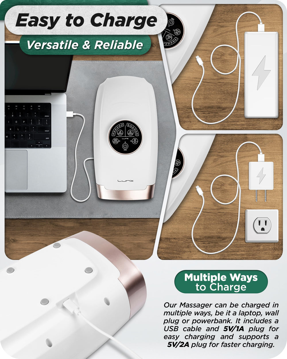 USB charging keeps the LX3 cordless and ready anywhere.