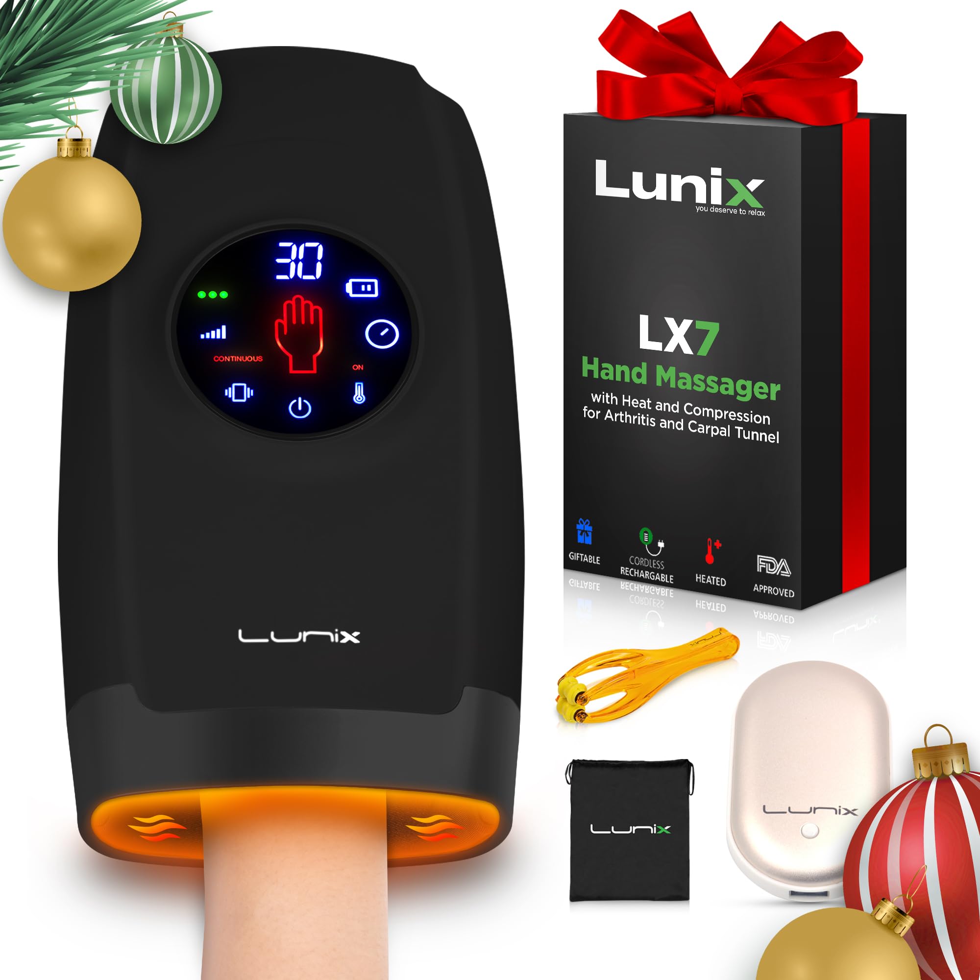 Lunix LX7 hand-massager-heat-compression for daily relief