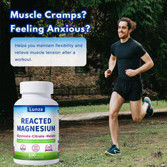 Lunza Reacted Magnesium bottle-label highlighting chelated forms