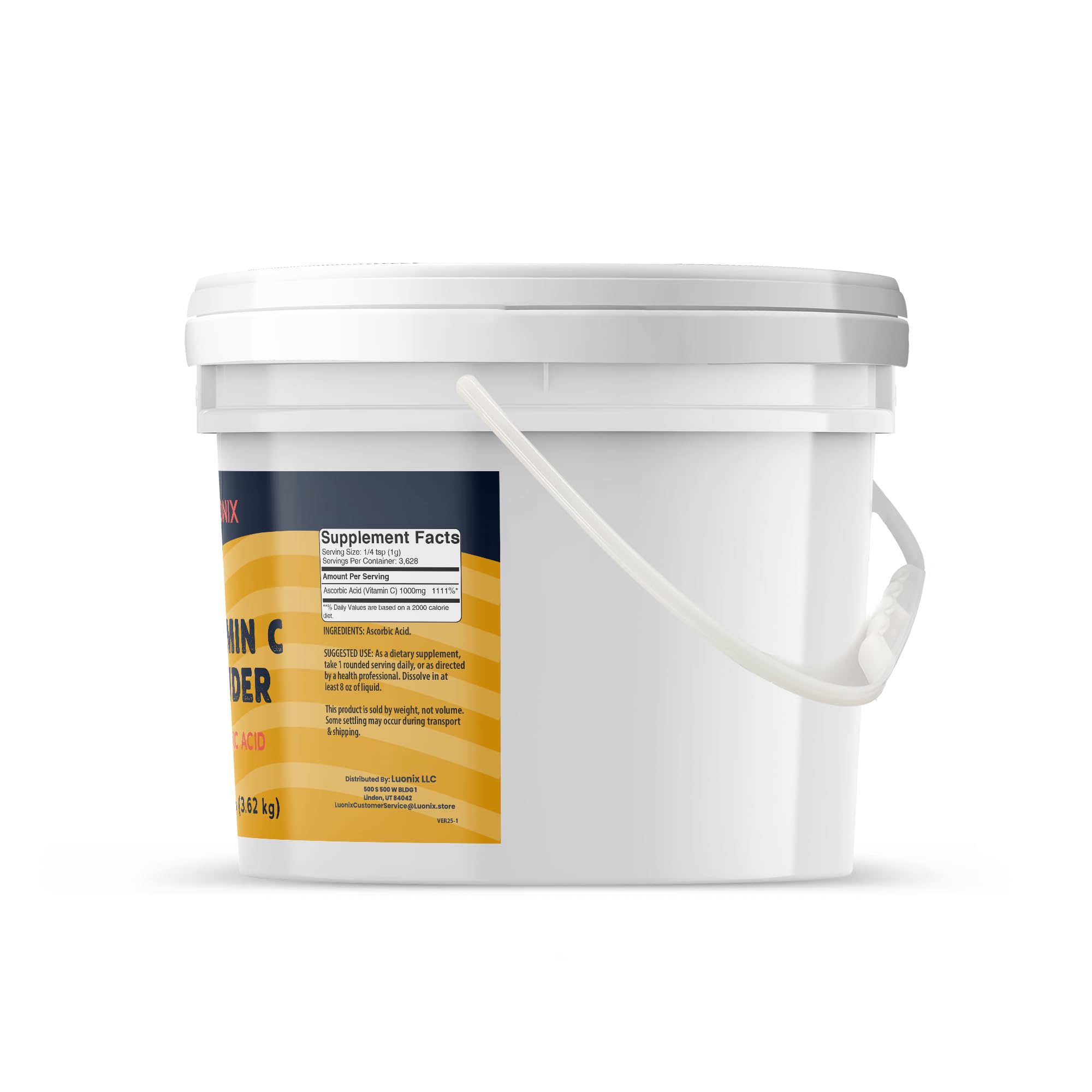 Luonix ascorbic acid powder suitable for dietary supplementation.