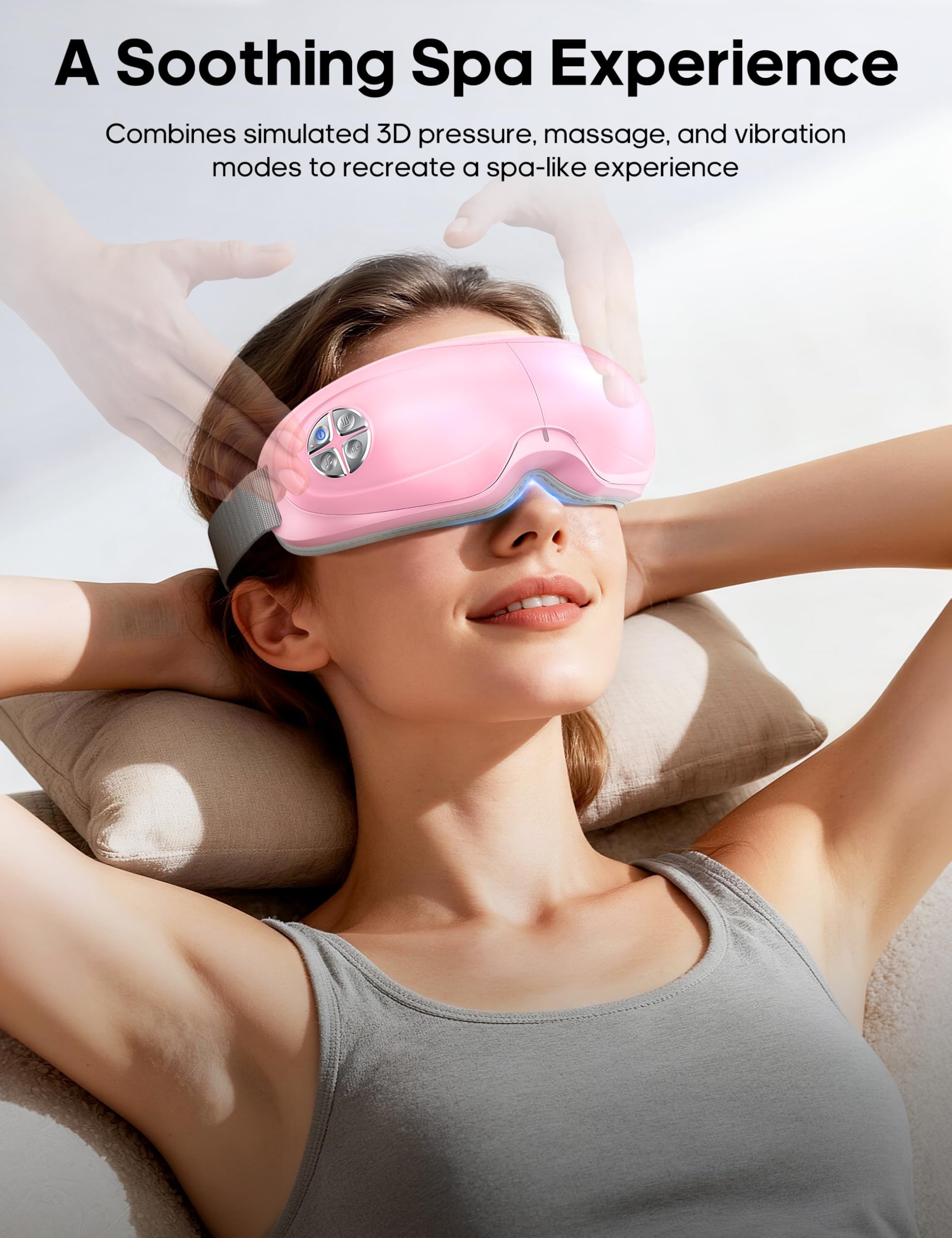 Lupow Eye Massager head strap close-up for secure fit.