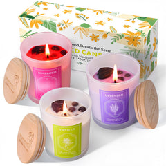LURNOFY Rose candle with crystals for calming ambiance during yoga