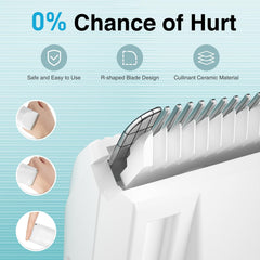 LUSN quiet operation reduces noise to help keep baby calm during trims