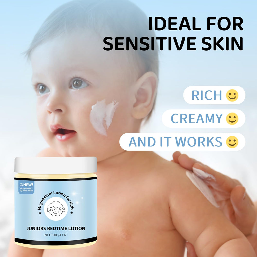 LUusmm Magnesium Lotion for Kids applied on arm to support a calm bedtime.