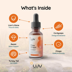 LUV health Flow Drops dropper in use for on-the-go energy