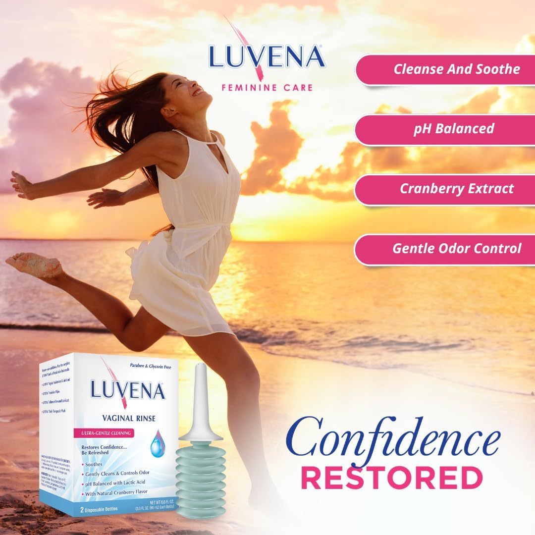 Luvena rinse liquid being dispensed during use