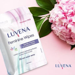 Luvena cucumber-scented wipes provide a light, refreshing clean during busy days