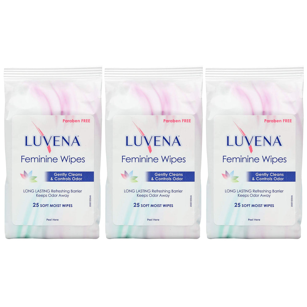 Luvena feminine wipes 25-count pack for convenient freshness on the go