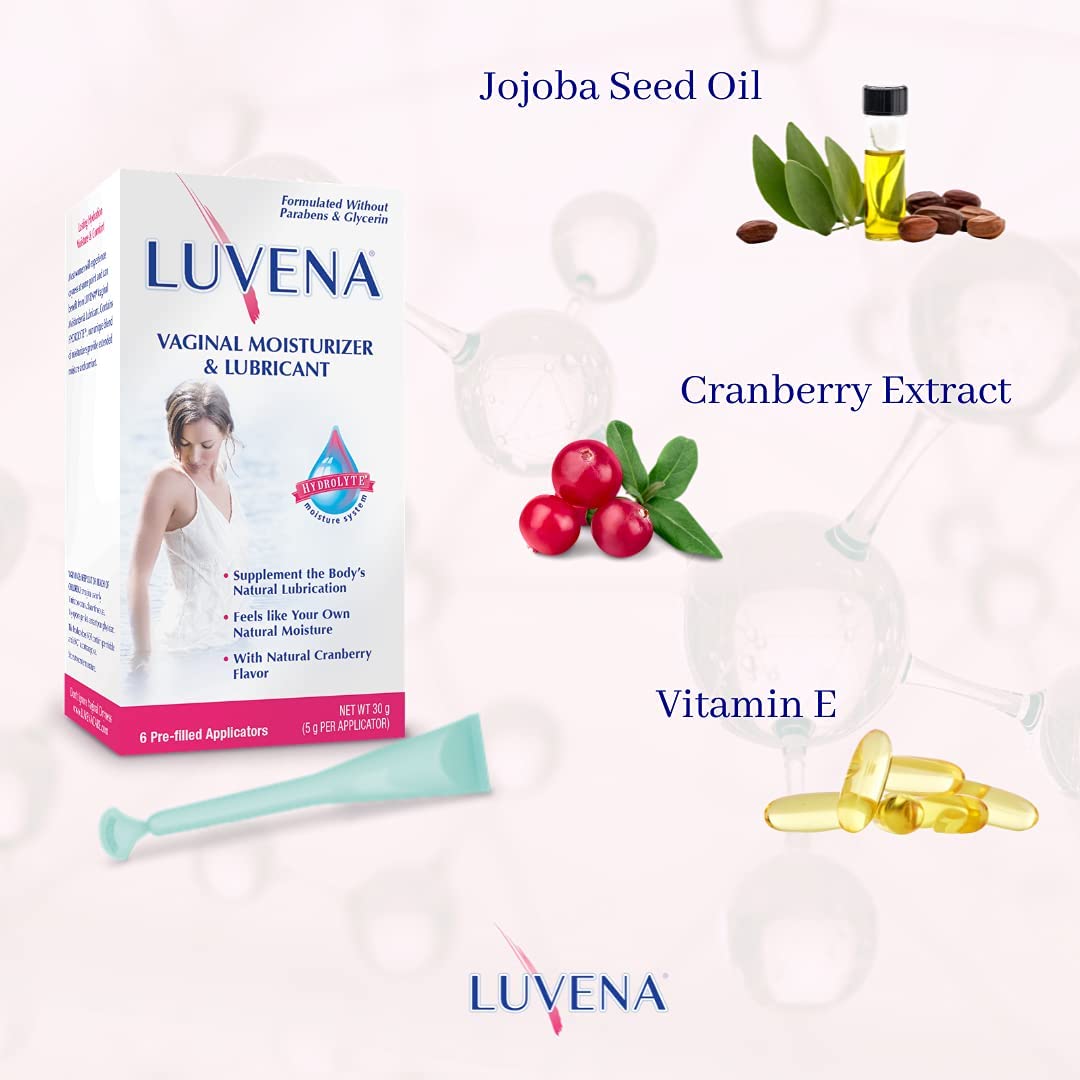 Luvena label highlights paraben- and glycerin-free formula for sensitive skin.