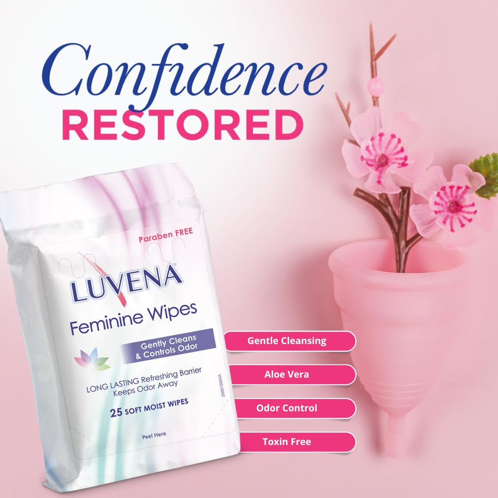 Luvena cucumber-scented wipes close-up with a gentle cleansing appearance.