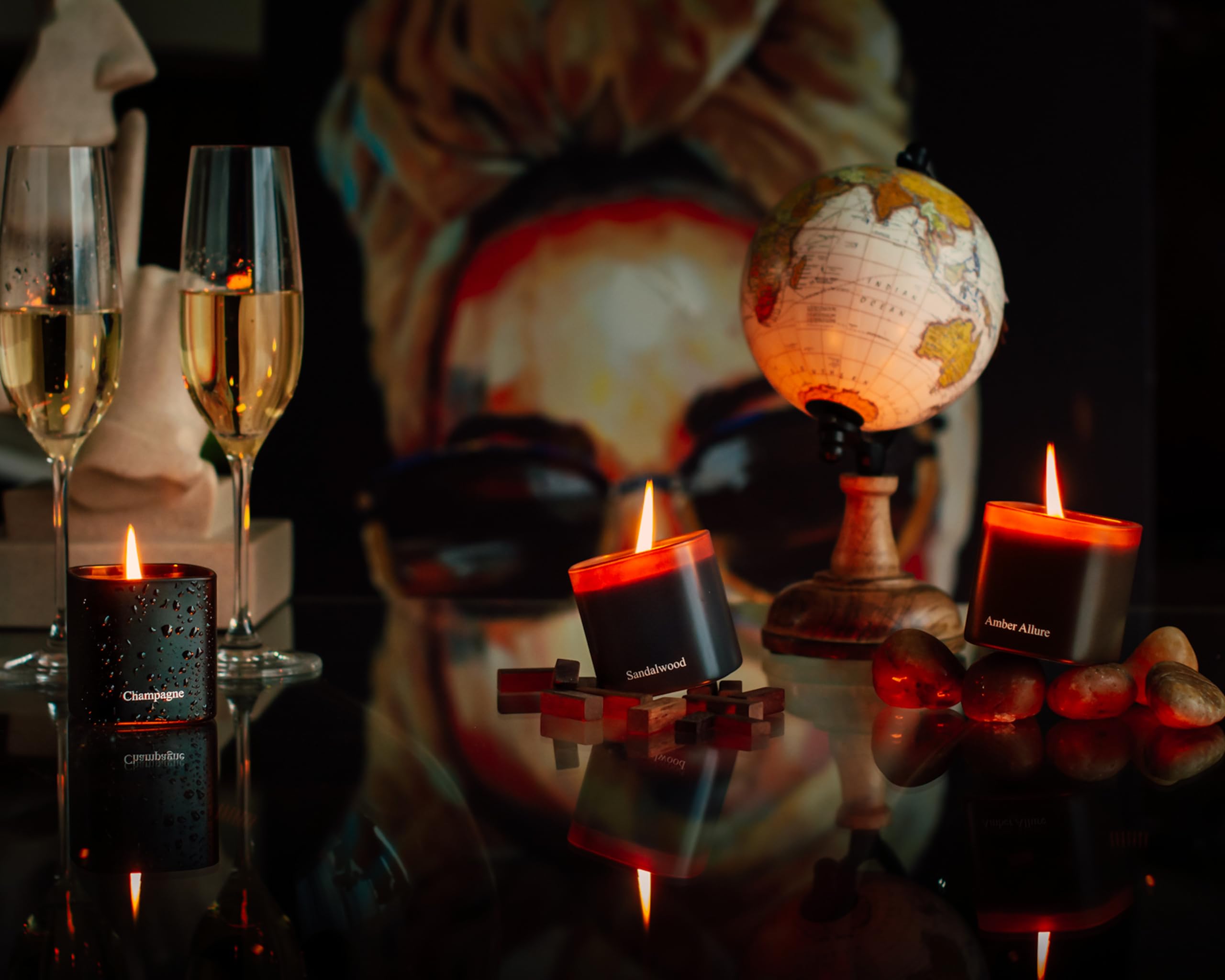 LUXEHO amber candle jar provides deep golden refinement for romantic evenings.