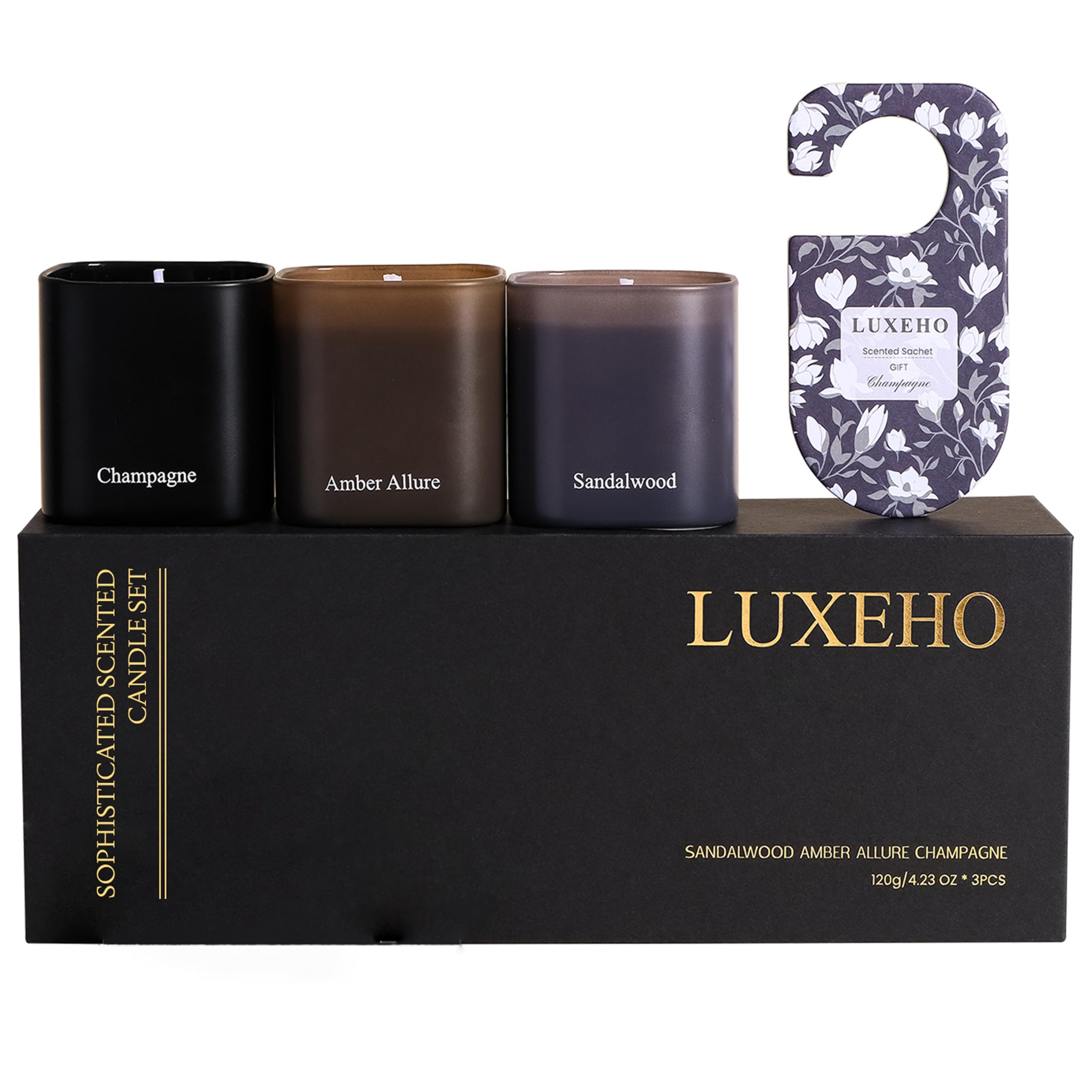 LUXEHO champagne candle jar for bright, uplifting ambiance during celebrations and self-care evenings.