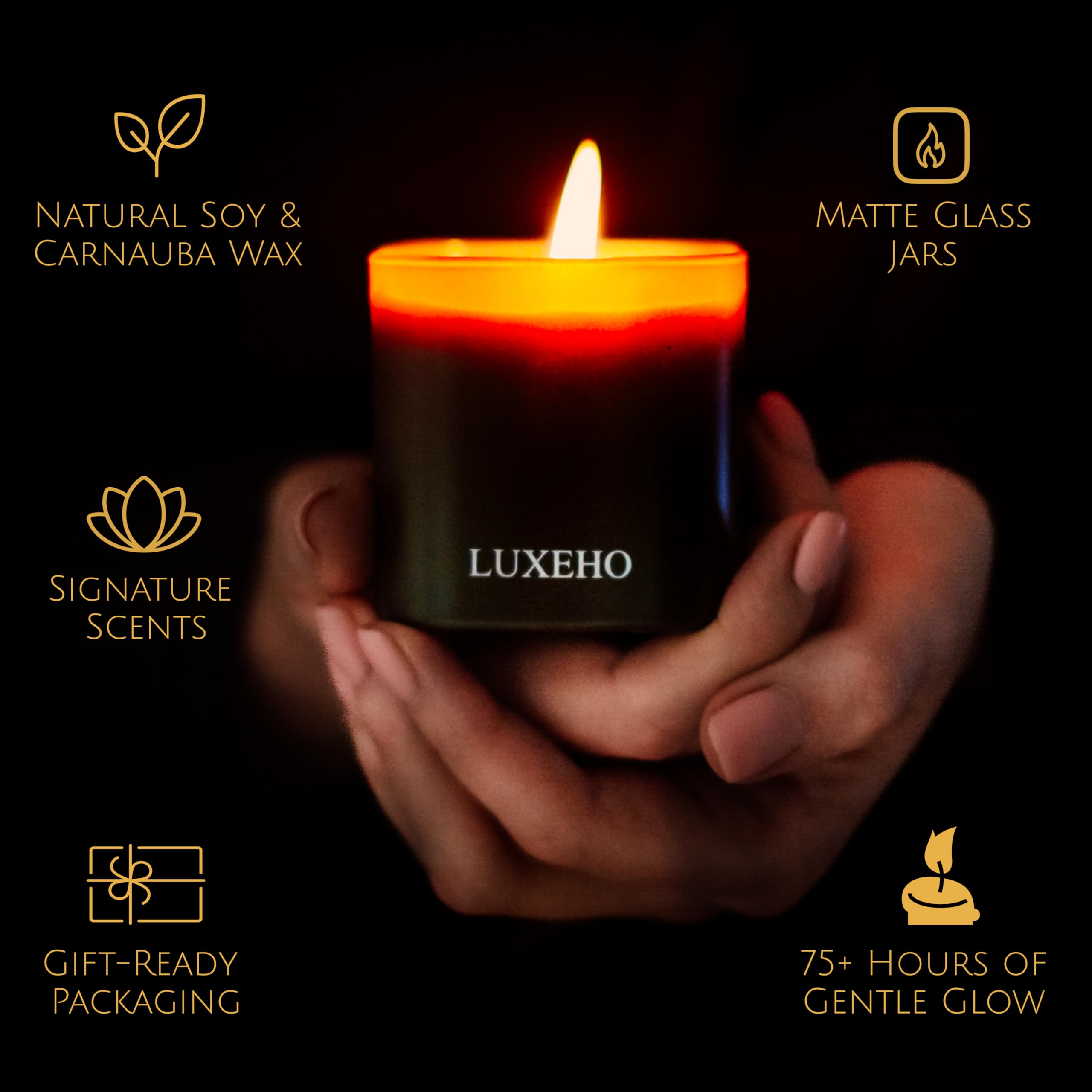 LUXEHO elegant black matte jar candle evokes minimalist luxury in any room.