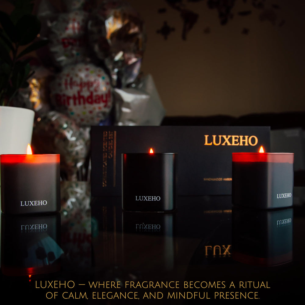 LUXEHO fragrance trio packaging invites a spa-like atmosphere at home.