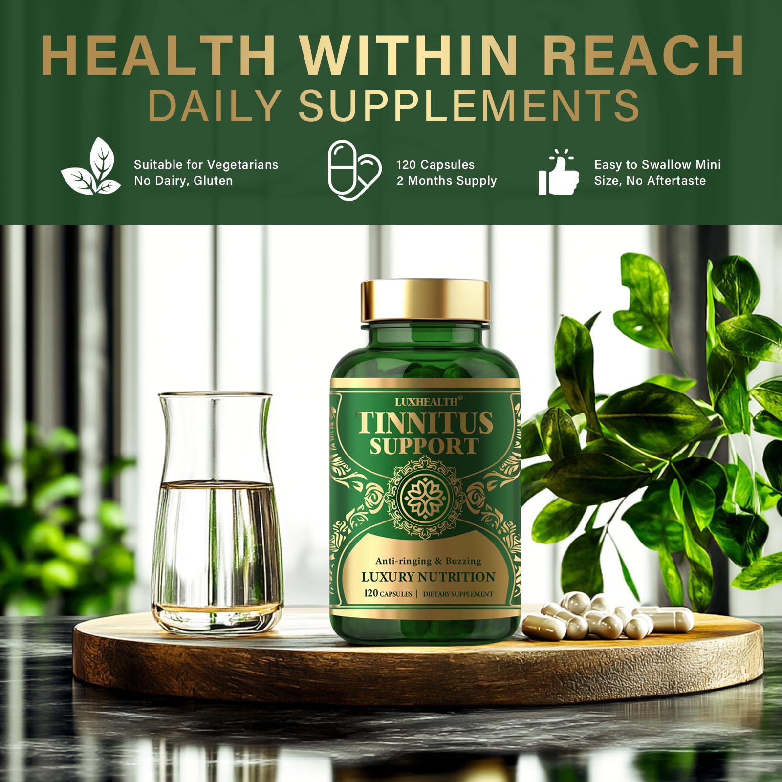 LuxHealth consumer-use scene emphasizes calm focus during activities.