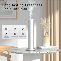 LuxHydvat Wireless Diffuser side view highlights anti-tip protection for safe, spill-free use.