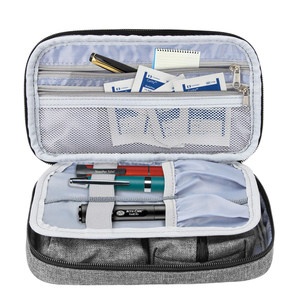 LUXJA bolsa diabeticos exterior gris, resistente para uso diario y viajes.