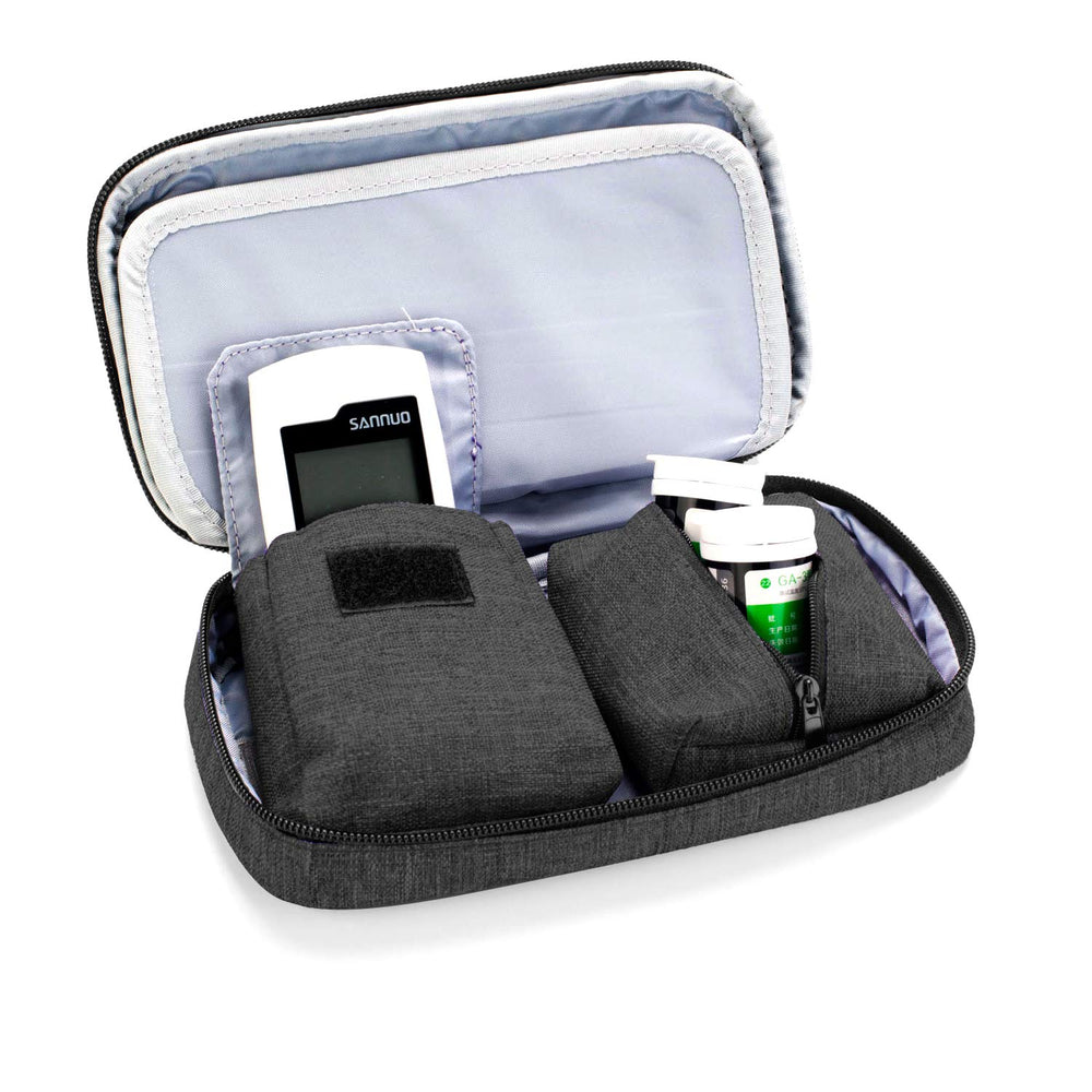 LUXJA case middle flap with lancing device slots saves space while traveling.