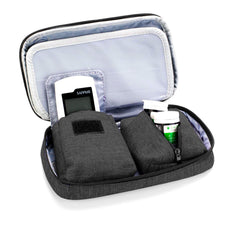 LUXJA case middle flap with lancing device slots saves space while traveling.