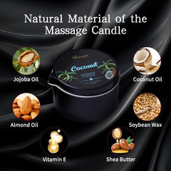 LUXMASA massage oil candle with coconut scent for skin hydration