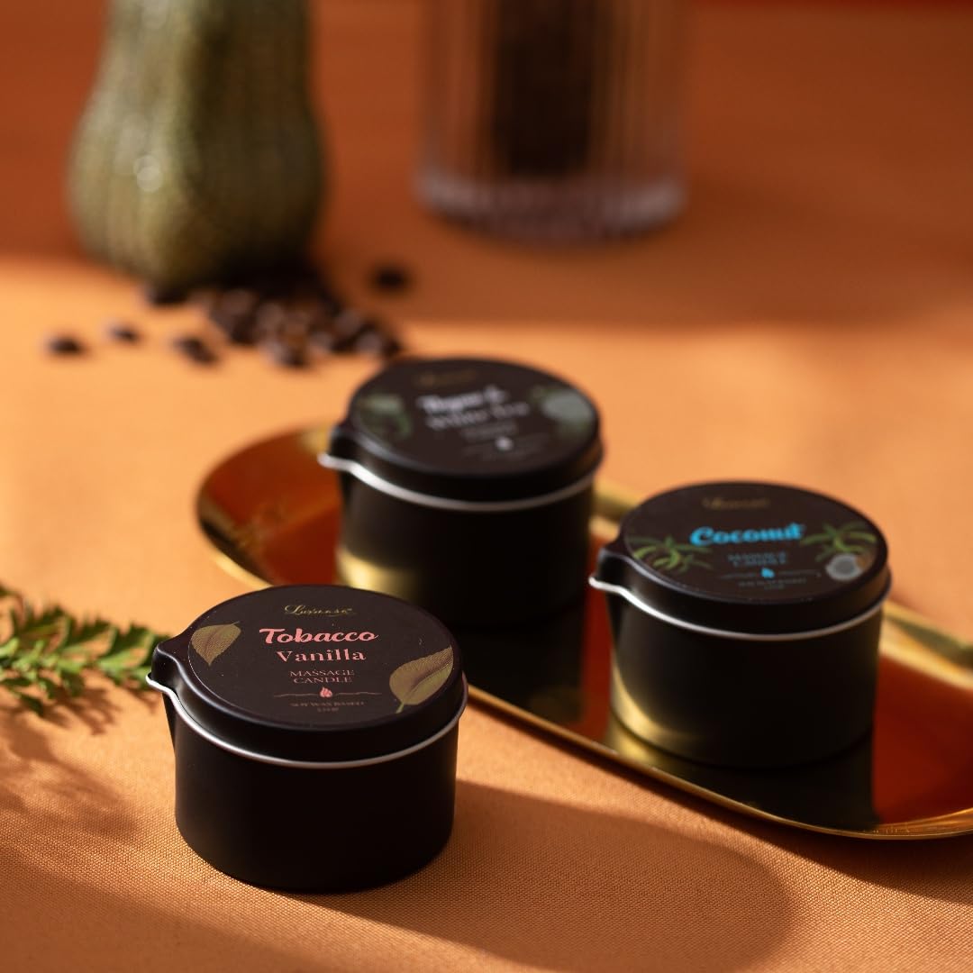 LUXMASA massage oil candle melts into warm oil for easy pouring
