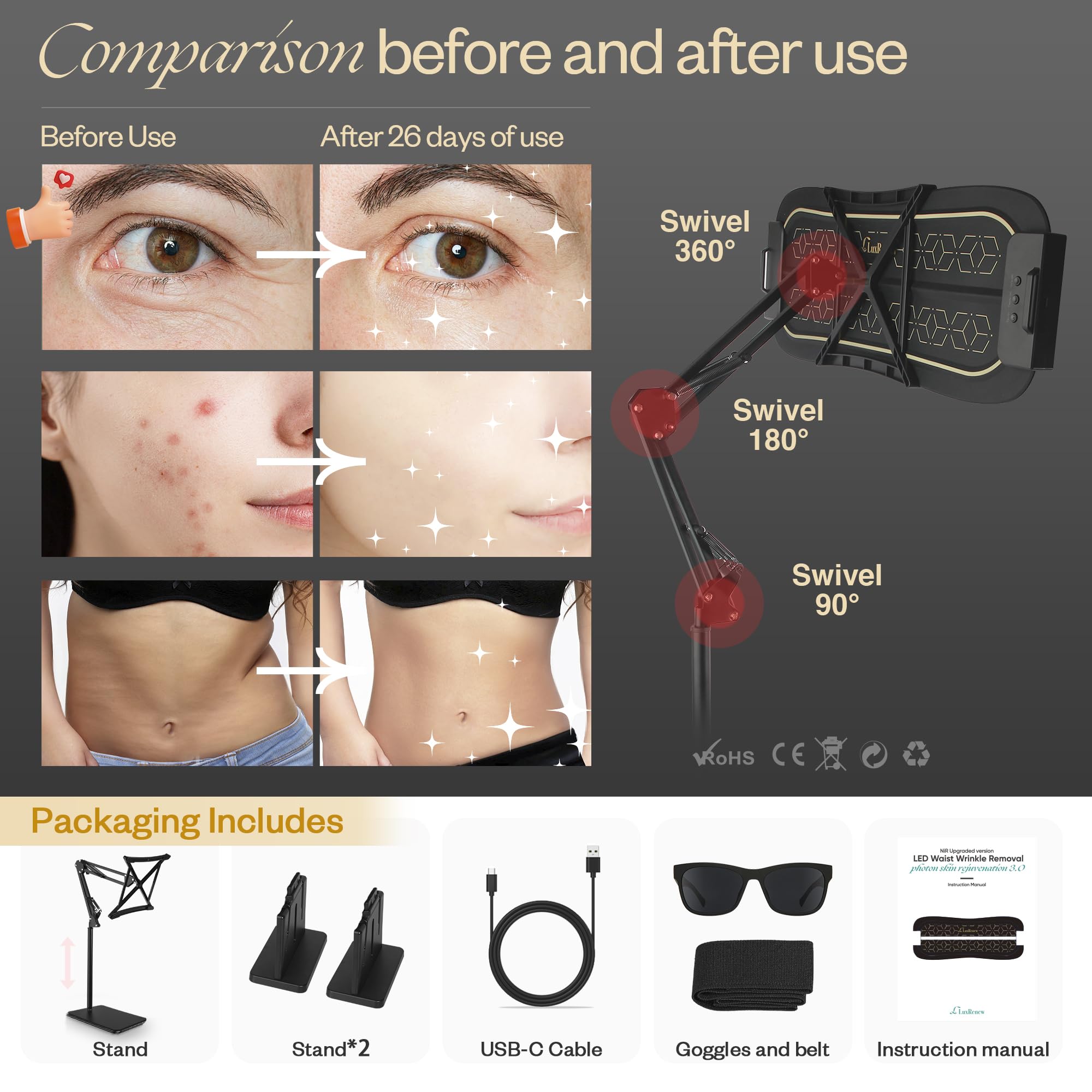 LuxRenew Max sunglasses included to protect eyes during treatment.