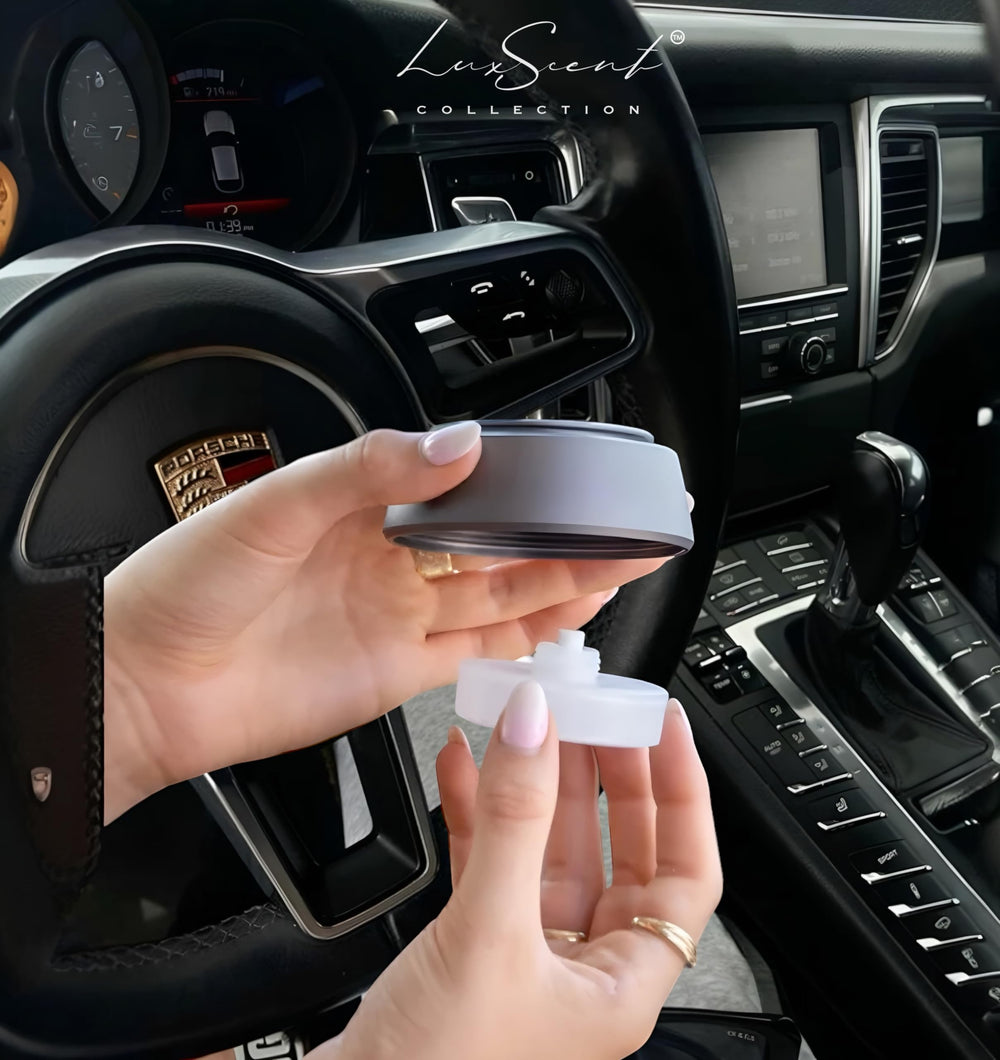 Luxscents Collection My Way car diffuser in transit boosts cabin atmosphere