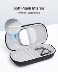 Luxtude soft plush interior with elastic bands secures glasses.