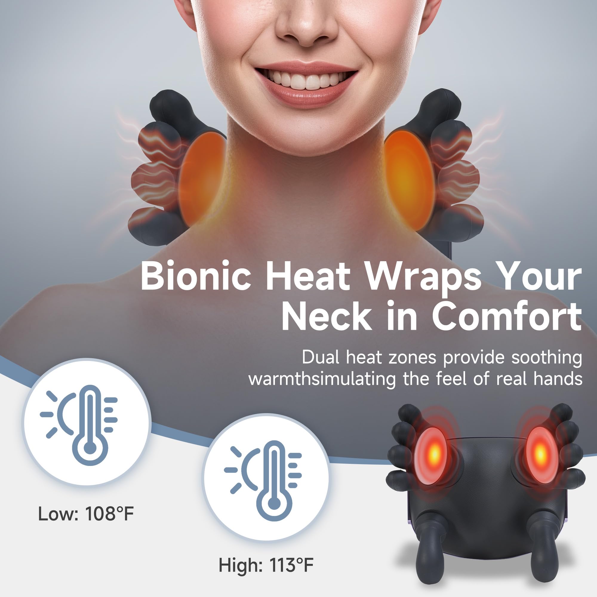Luxulist massager with bionic hand pressure mimics spa touch for sore areas