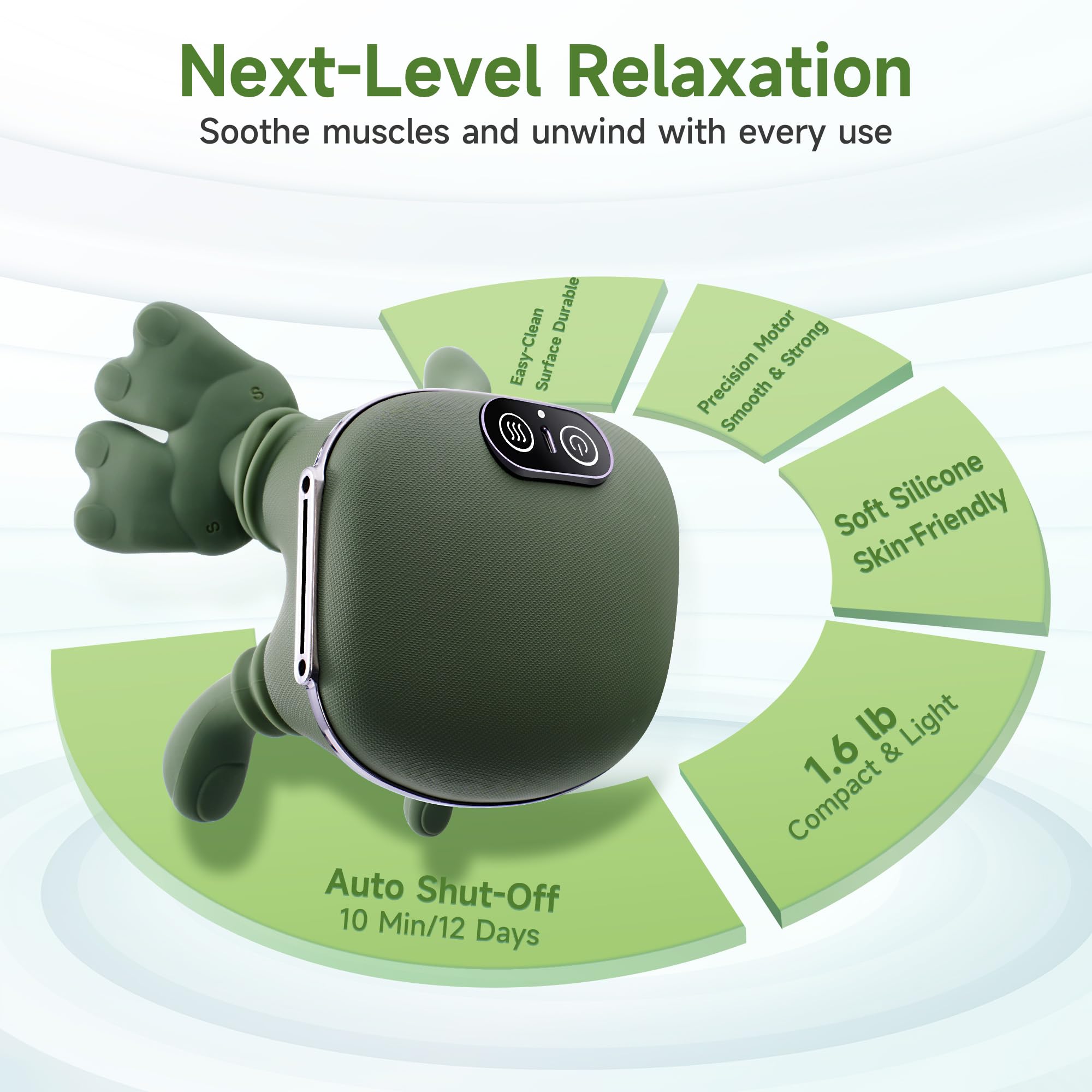 Luxulist neck massager ergonomic design hugs neck and shoulders.
