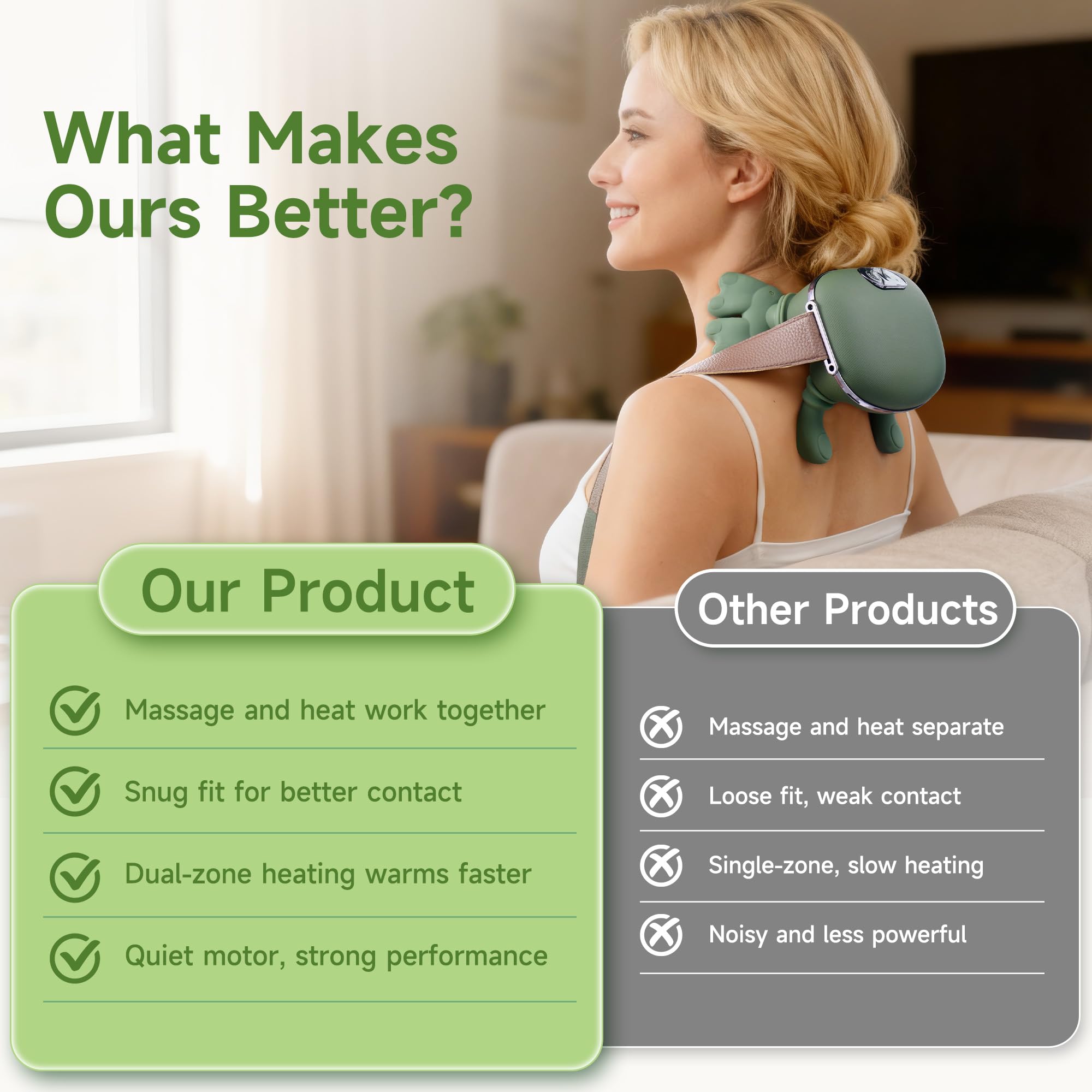 Luxulist neck massager is portable for home, office, or travel.
