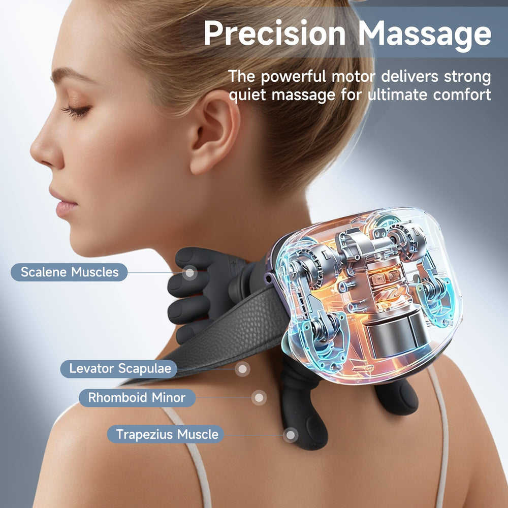 Luxulist neck massager's quiet, lightweight design for home, office, or travel