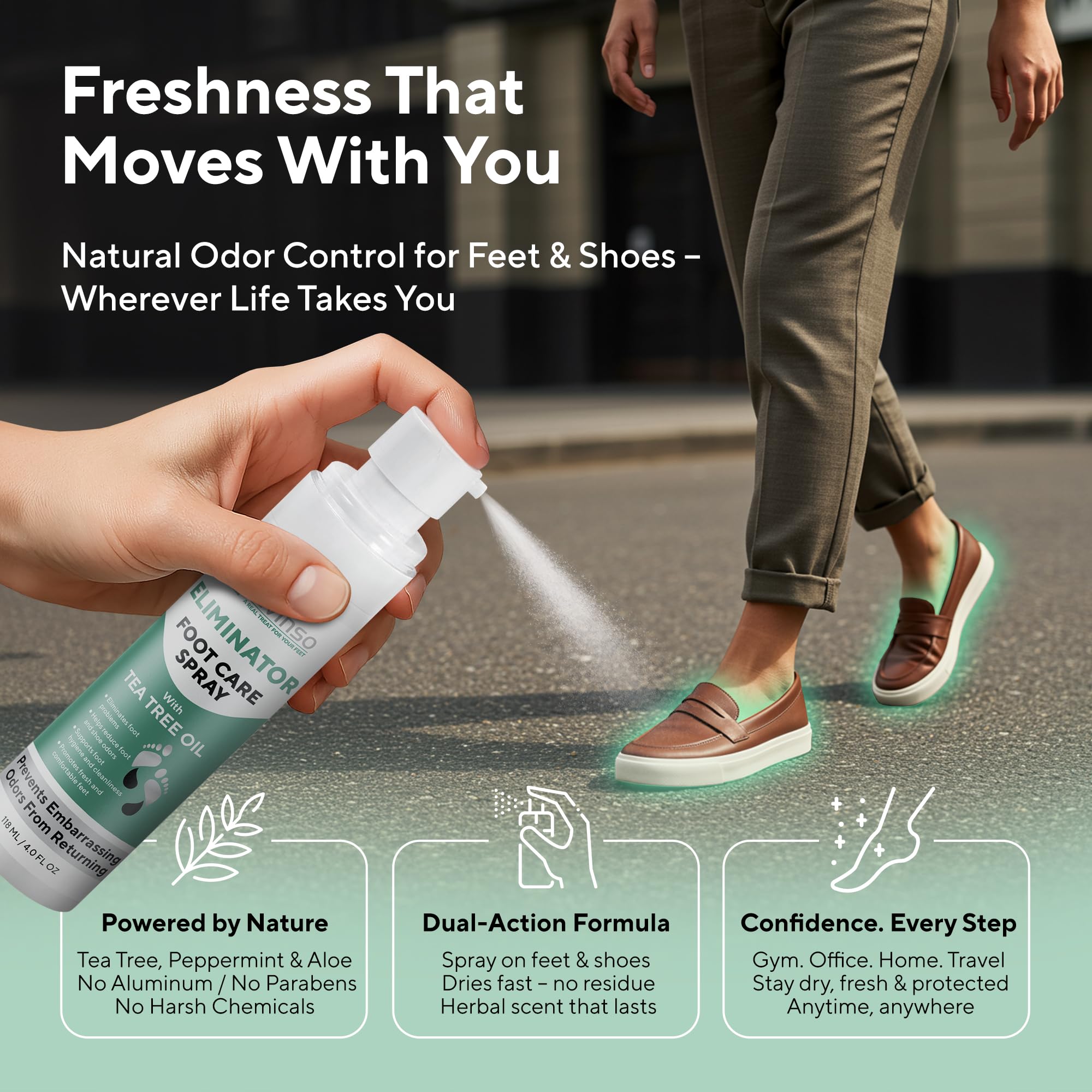 LV LAVINSO Foot Odor Eliminator mist for deodorizing feet and sneakers