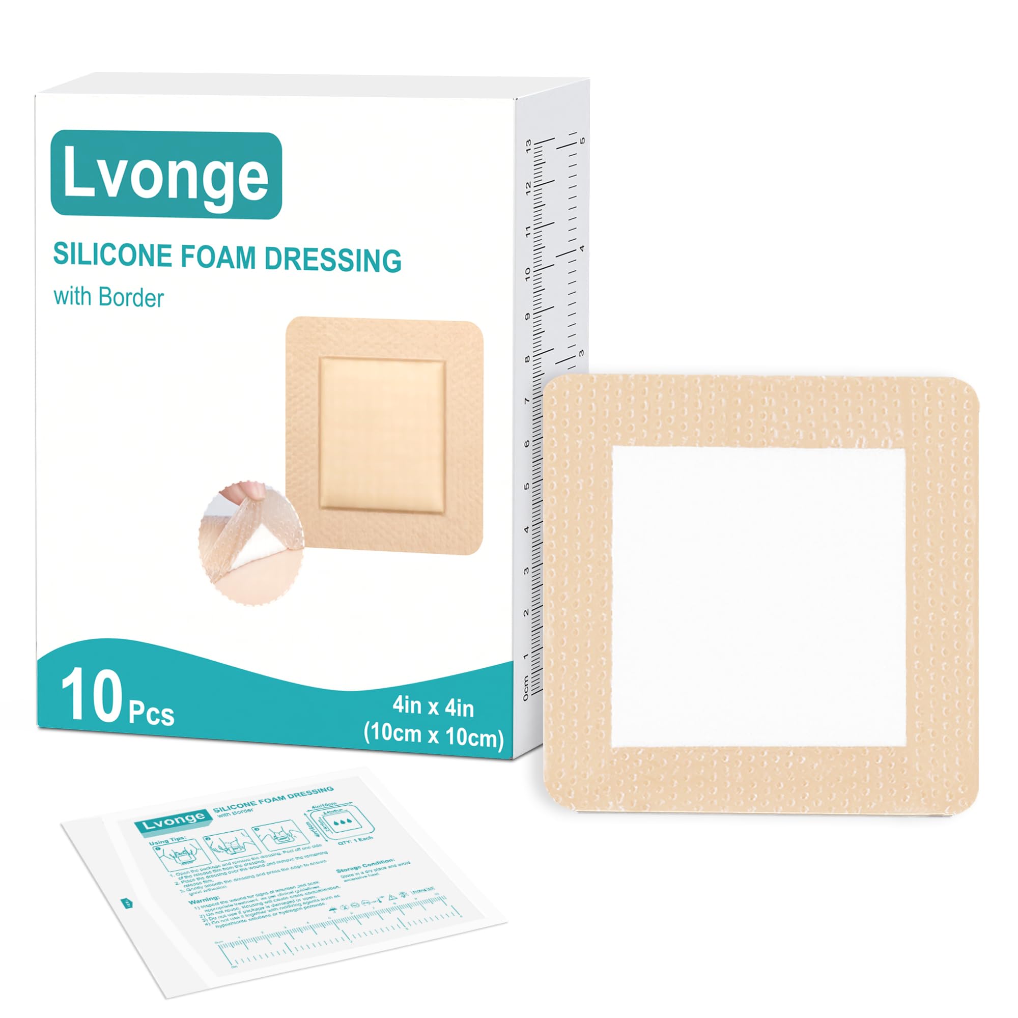  lvonge curita espuma silicona 4x4 en caja, protección higiénica para heridas