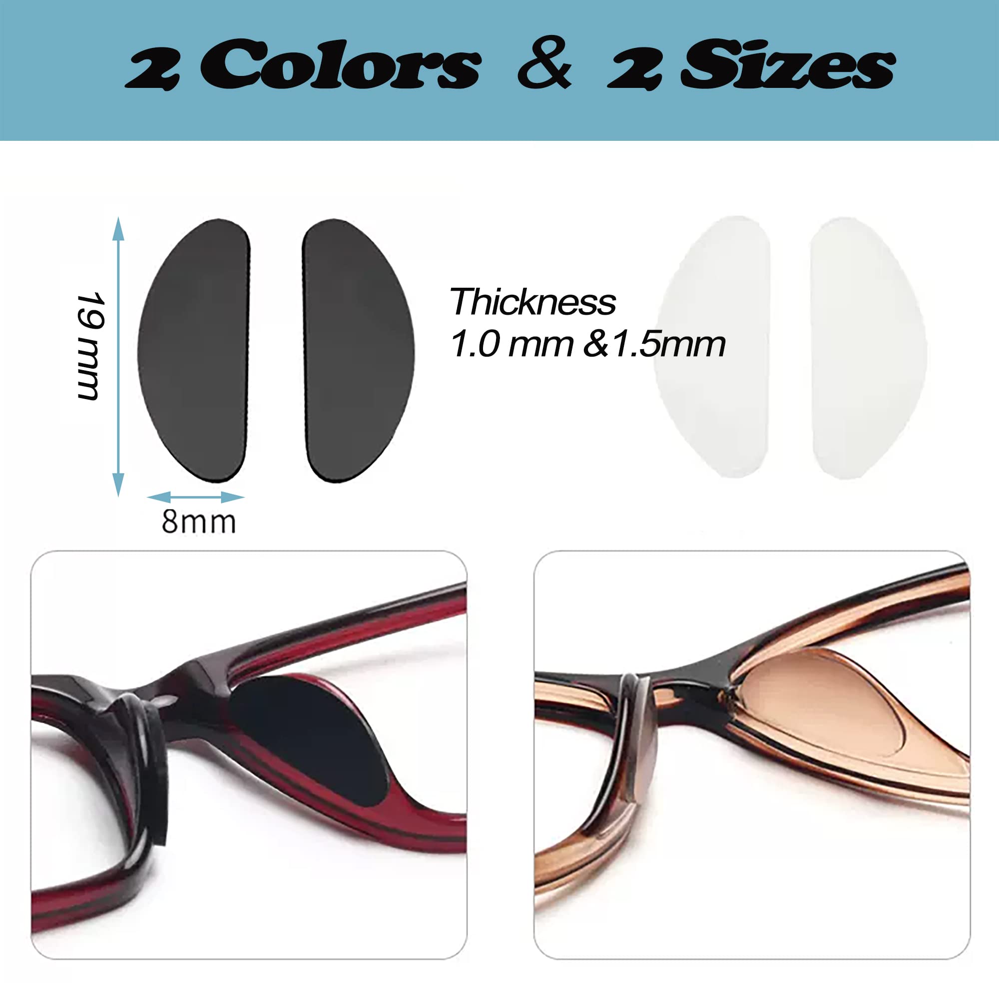LVVFIT nose pads attached to frames during wear to improve stability