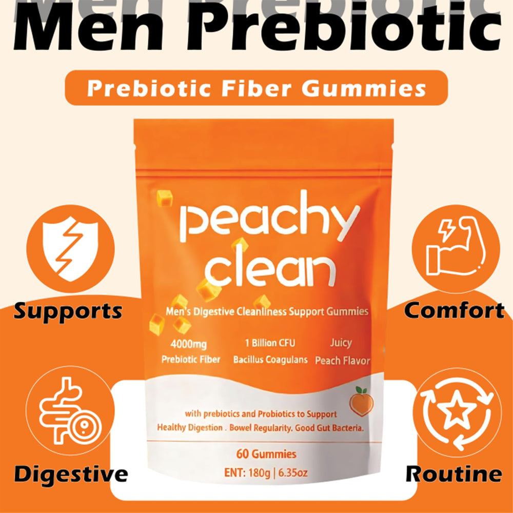 Lwefao Peachy Clean gummies in hand for easy daily intake supporting gut wellness.