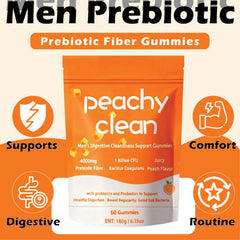 Lwefao Peachy Clean gummies in hand for easy daily intake supporting gut wellness.