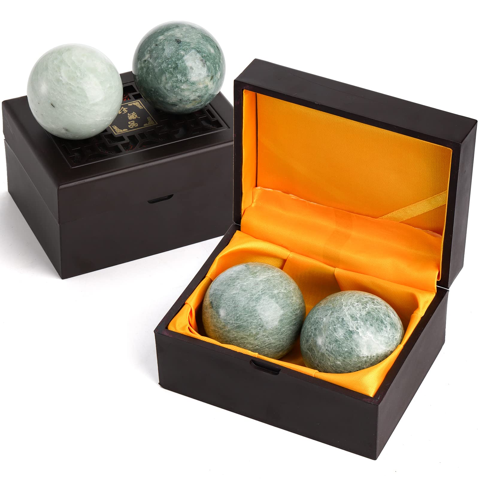 Lyellfe jade-green Baoding balls with a smooth surface for calming tactile focus