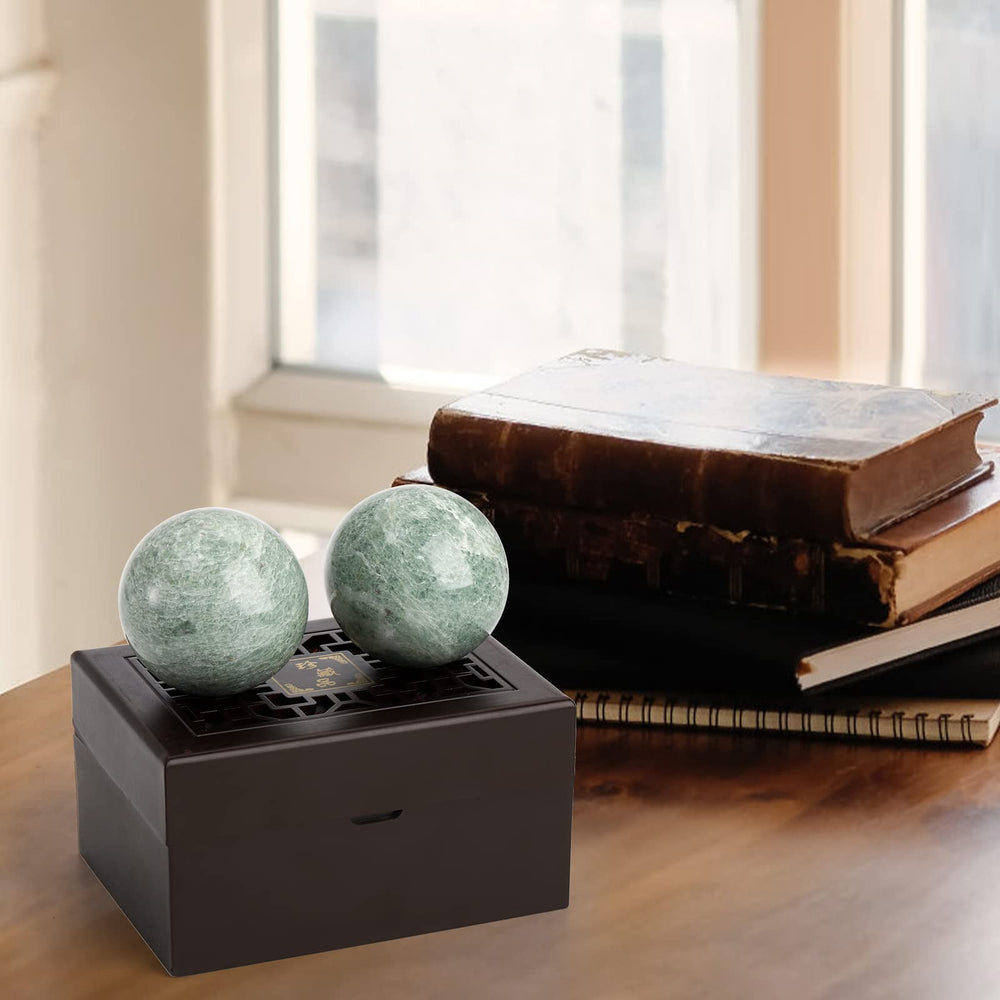 Lyellfe jade-green balls shine with premium craftsmanship and smooth polish