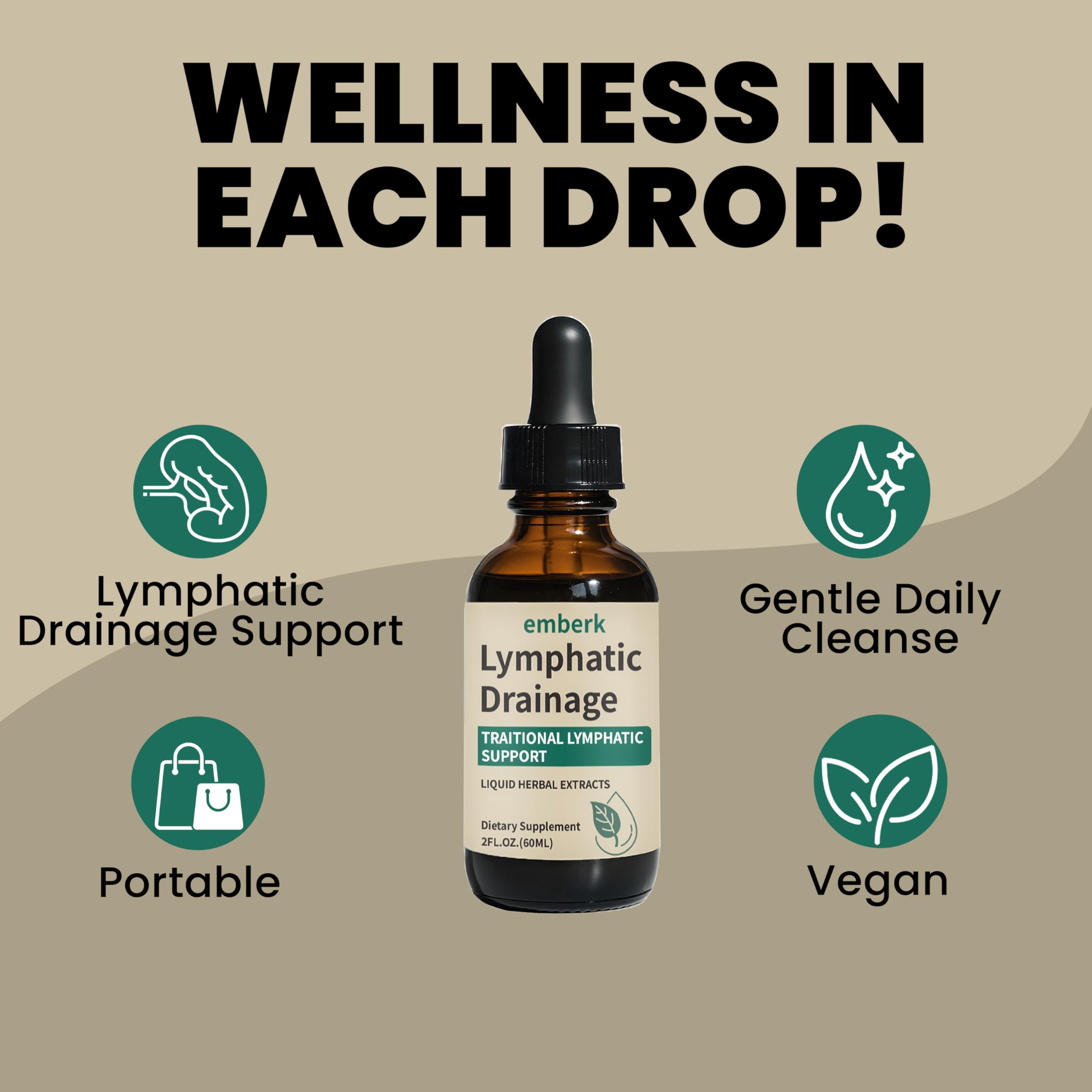 Lymphatic Drainage Drops dropper dispensing a daily dose.