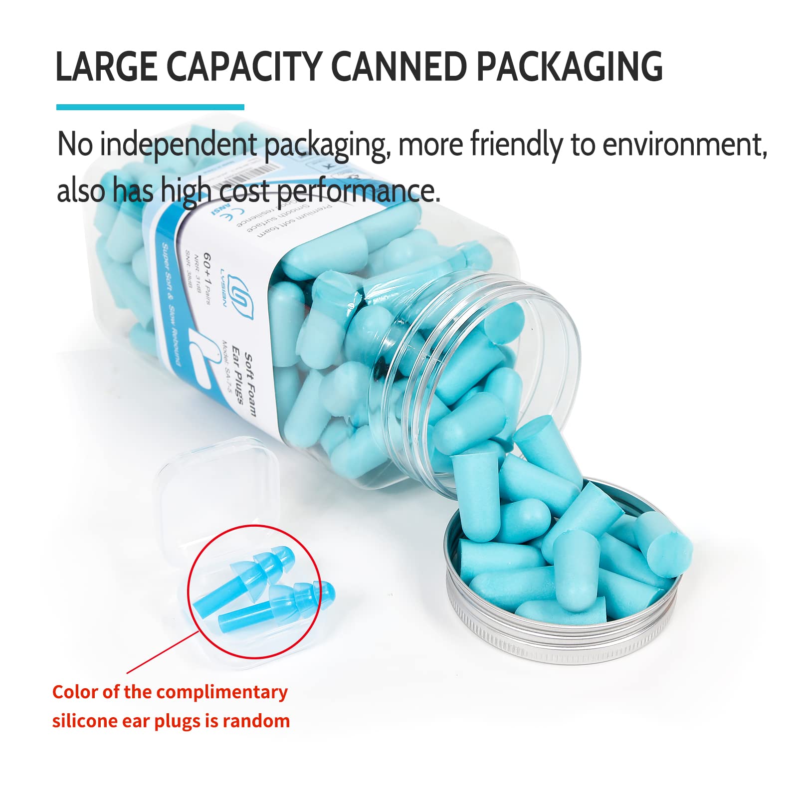 LYSIAN lake blue earplugs with reusable silicone carrying case.