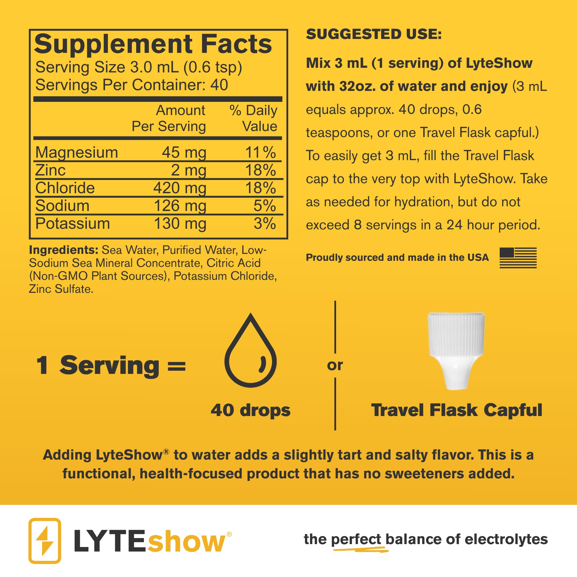 LyteLine LyteShow label close-up highlighting sugar-free hydration.