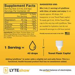 LyteLine electrolyte bottle pour demonstrates quick, easy mixing with water.