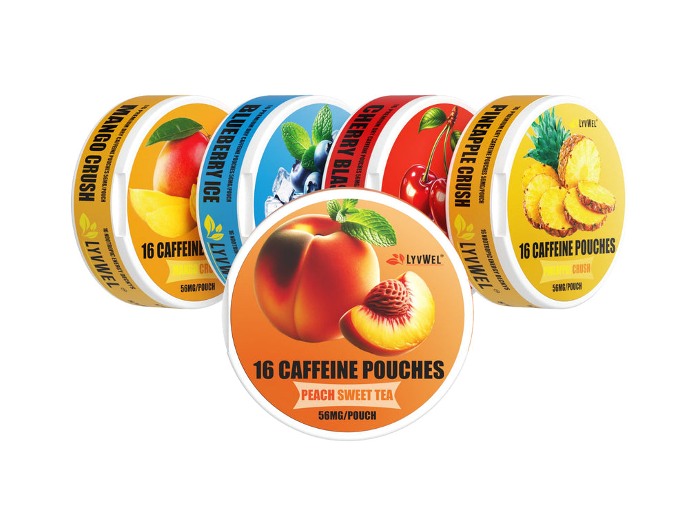 LyvWel caffeine dip pouch under the lip for discreet energy boost