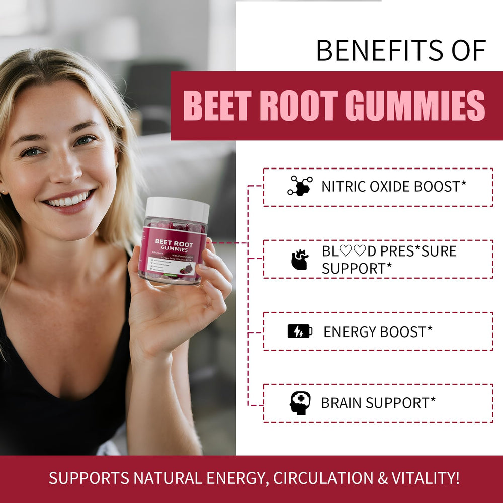 M inch Beet Root Gummies berry-pomegranate flavor close-up with natural sweetness