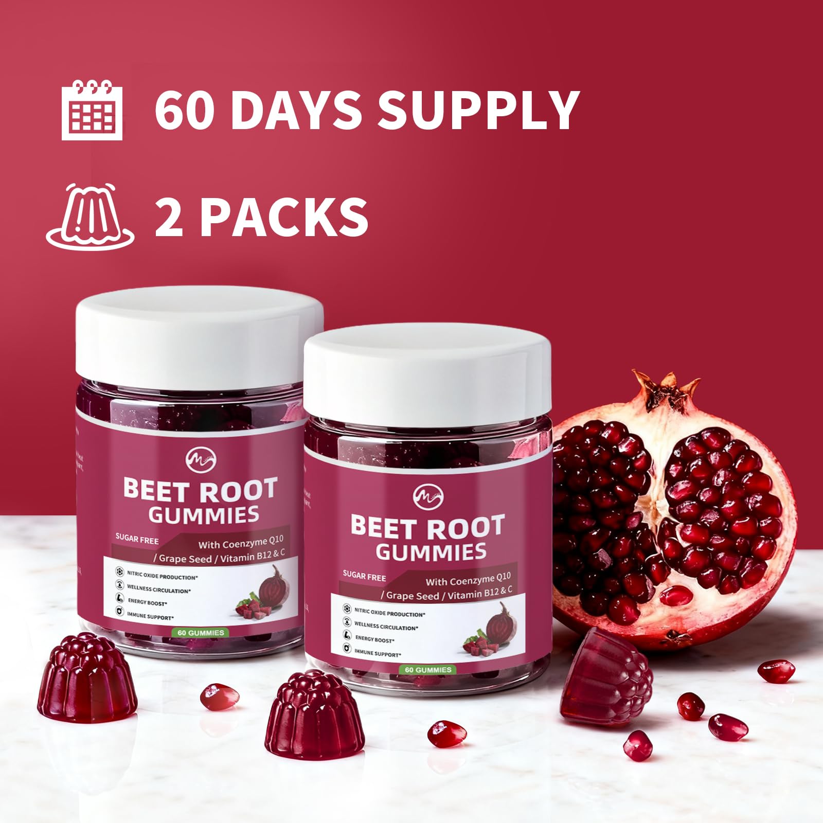 M inch Beet Root Gummies label info emphasizes plant-based ingredients