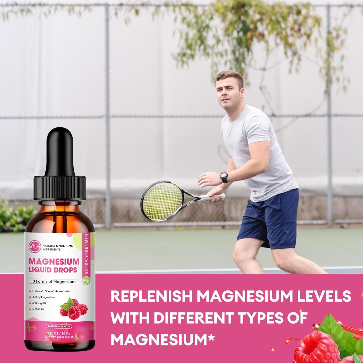 Packaging image of M inch Magnesium Liquid Drops produced in GMP facility.
