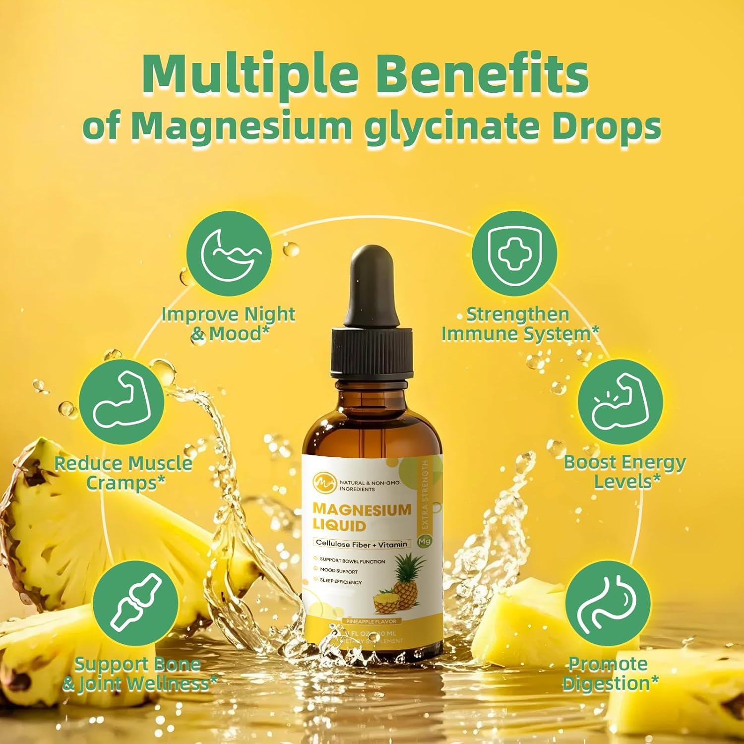 M inch pineapple-flavor drops ready to mix into beverages.