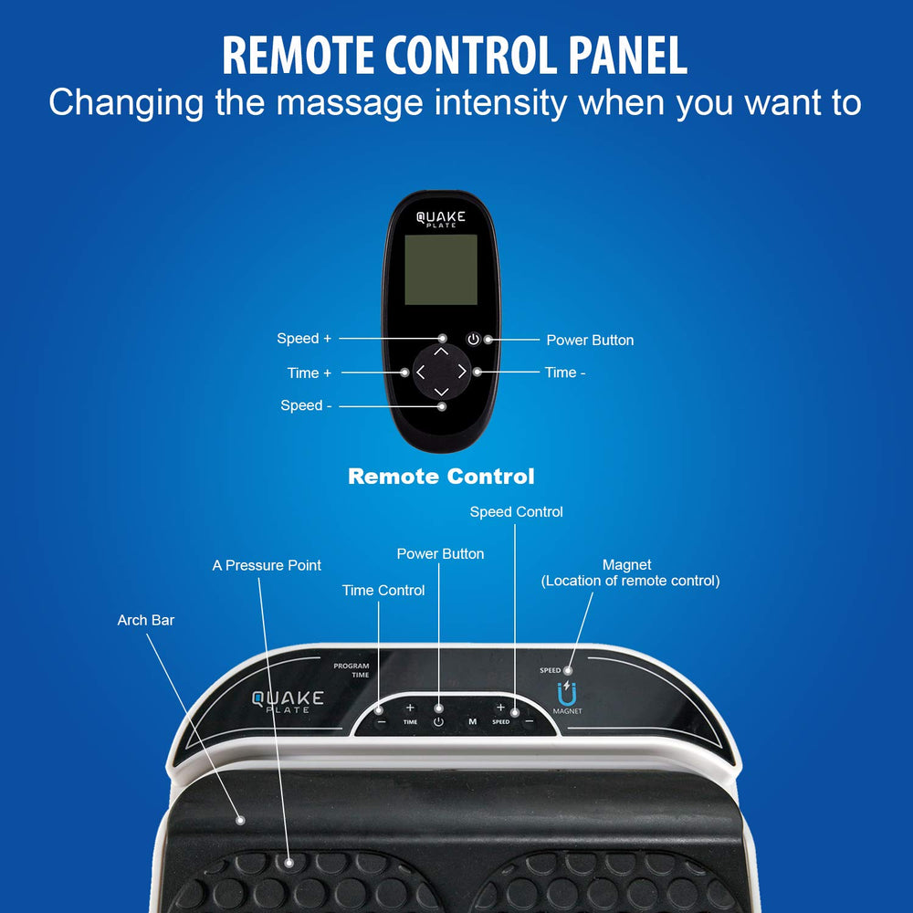 M Pain Management Technologies Quake Plate deep-tissue foot pad for targeted calf massage.
