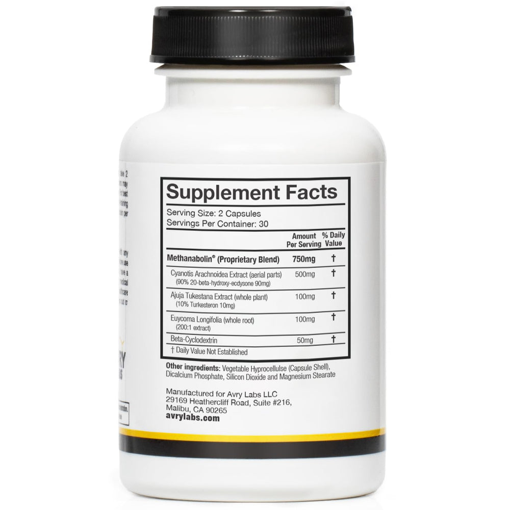 M1-BOL Avry Labs label ingredients panel highlighting protein support nutrients.